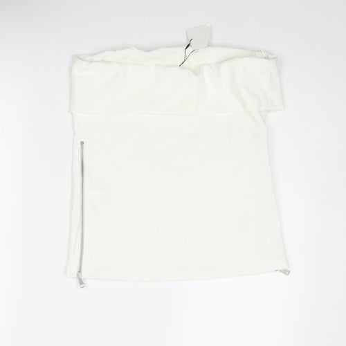 Zara Womens White Polyester Basic Tank Size L Off the Shoulder