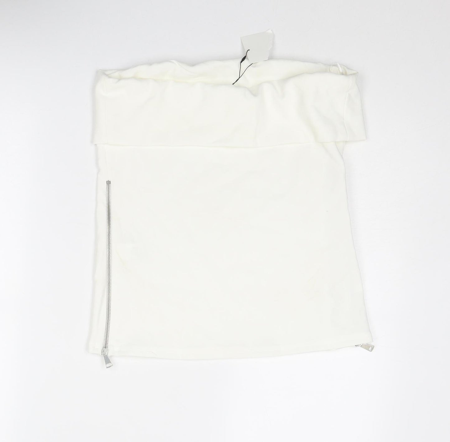 Zara Womens White Polyester Basic Tank Size L Off the Shoulder