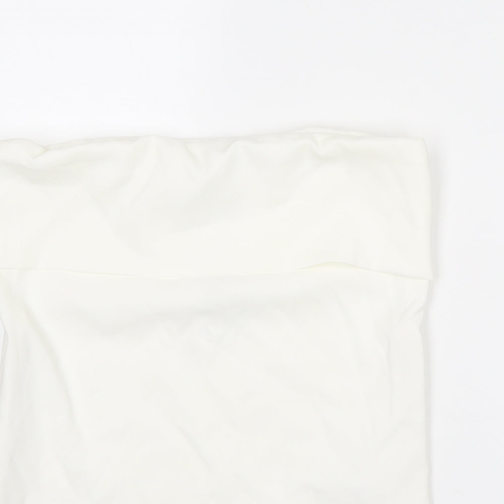 Zara Womens White Polyester Basic Tank Size L Off the Shoulder