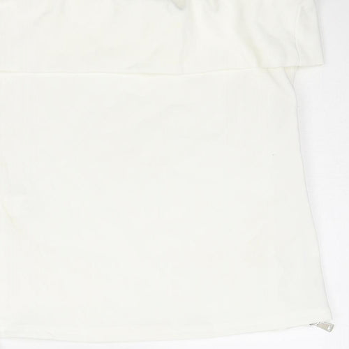 Zara Womens White Polyester Basic Tank Size L Off the Shoulder