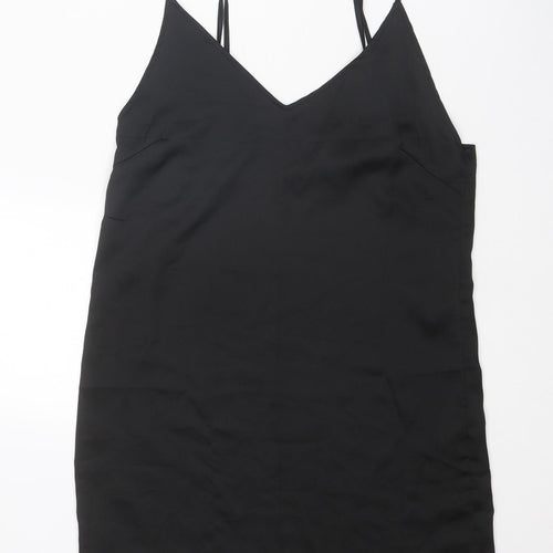 Missguided Womens Black Polyester Slip Dress Size 6 V-Neck Pullover