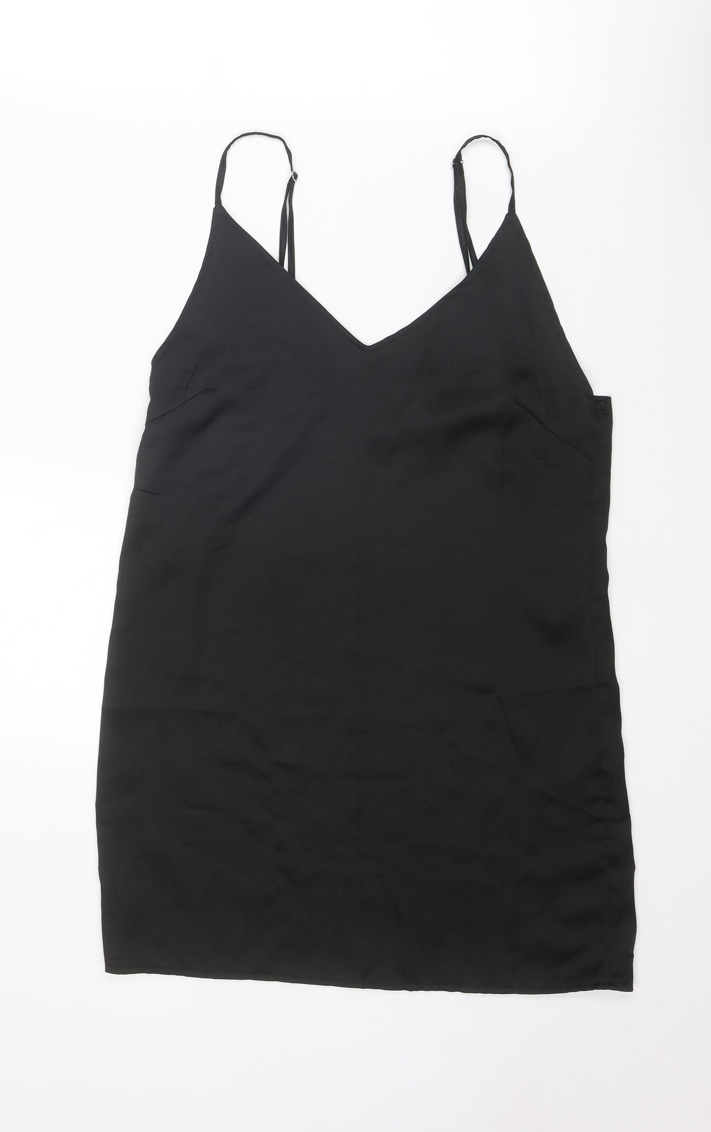 Missguided Womens Black Polyester Slip Dress Size 6 V-Neck Pullover