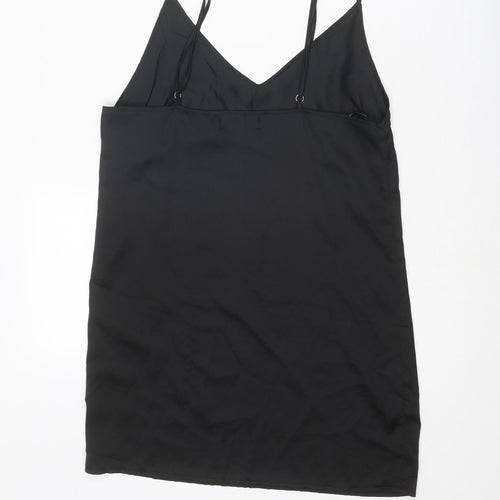 Missguided Womens Black Polyester Slip Dress Size 6 V-Neck Pullover