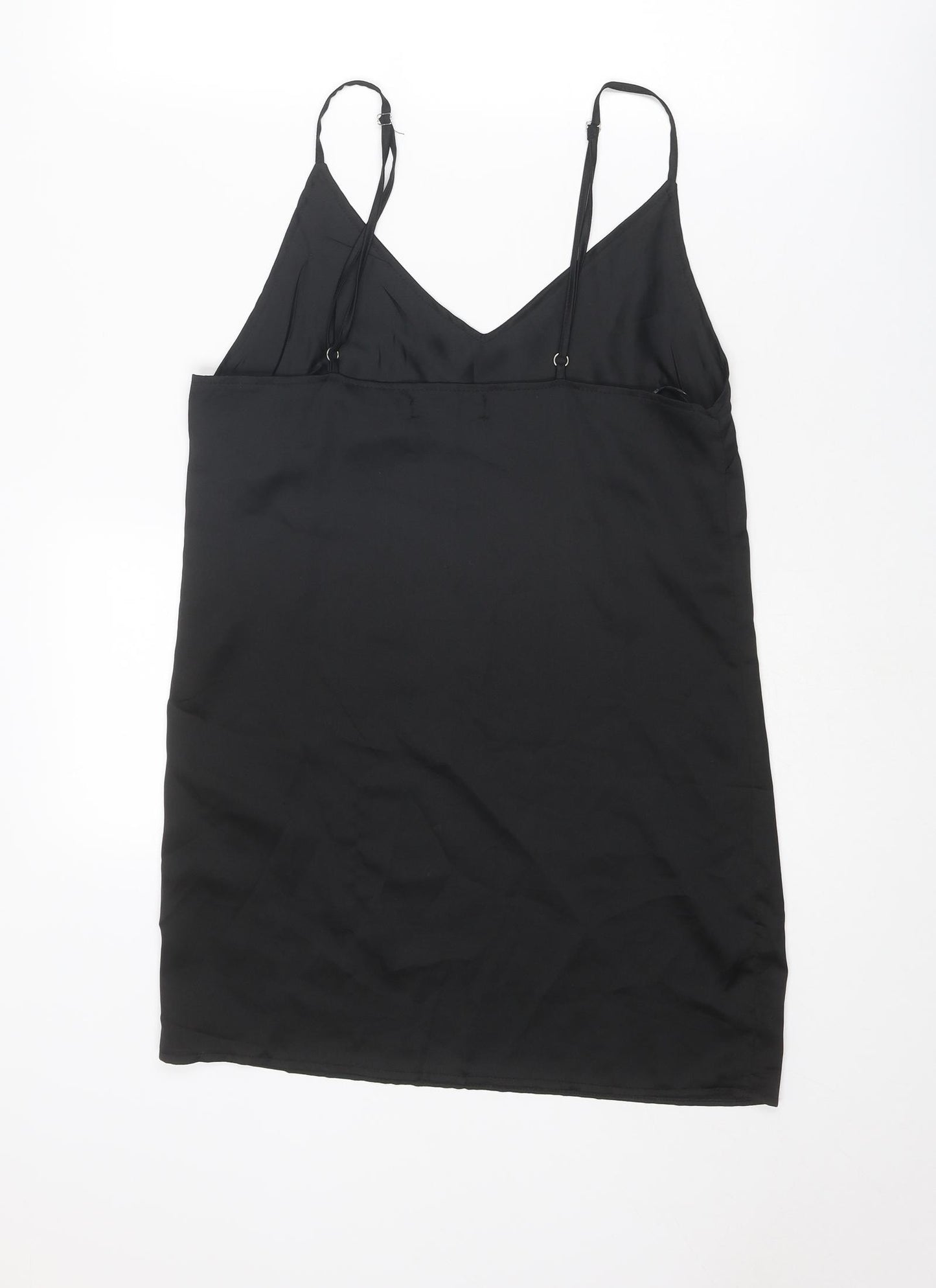 Missguided Womens Black Polyester Slip Dress Size 6 V-Neck Pullover