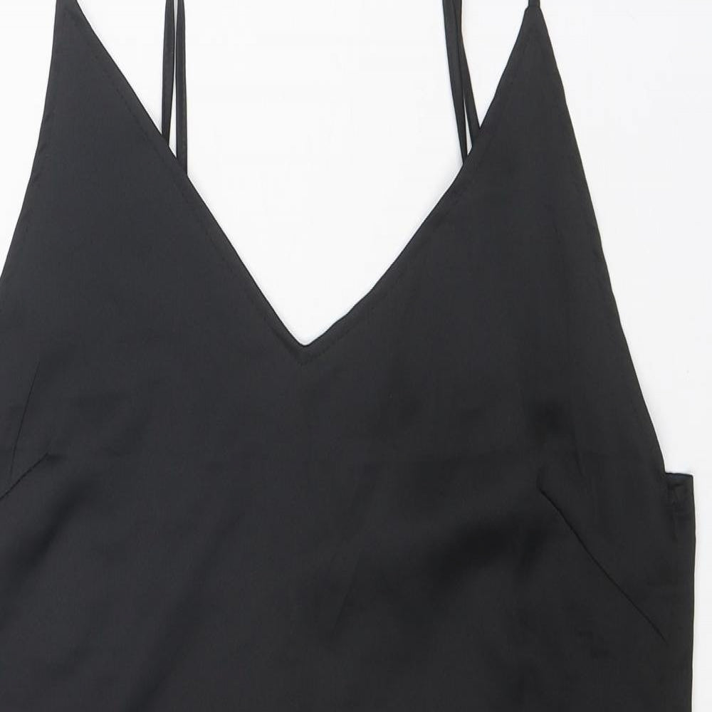 Missguided Womens Black Polyester Slip Dress Size 6 V-Neck Pullover