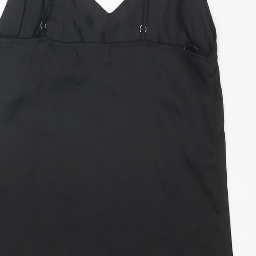 Missguided Womens Black Polyester Slip Dress Size 6 V-Neck Pullover