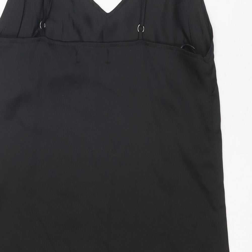 Missguided Womens Black Polyester Slip Dress Size 6 V-Neck Pullover