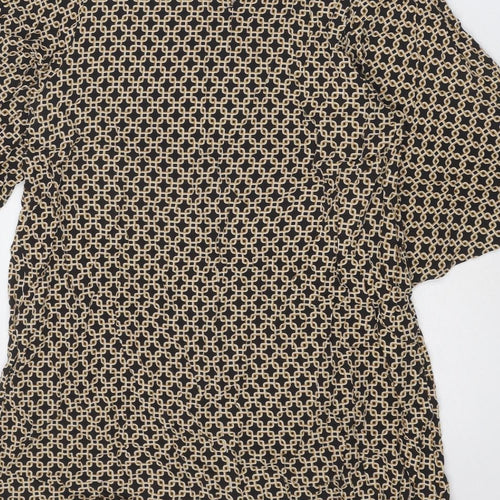 H&M Womens Multicoloured Geometric Viscose Shift Size 16 Round Neck Button - Flared Sleeve