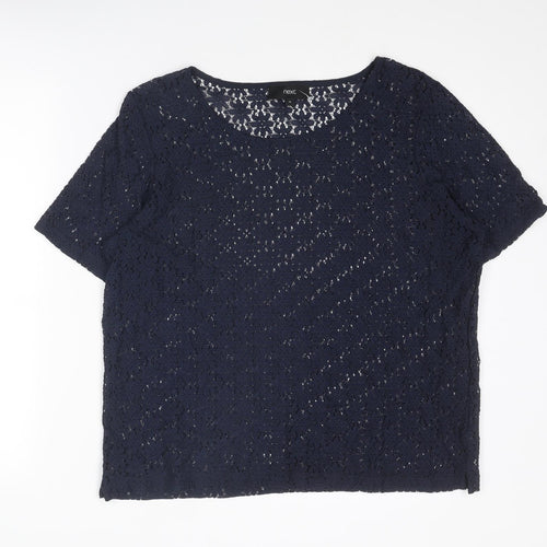 NEXT Womens Blue Floral Cotton Basic T-Shirt Size 18 Round Neck