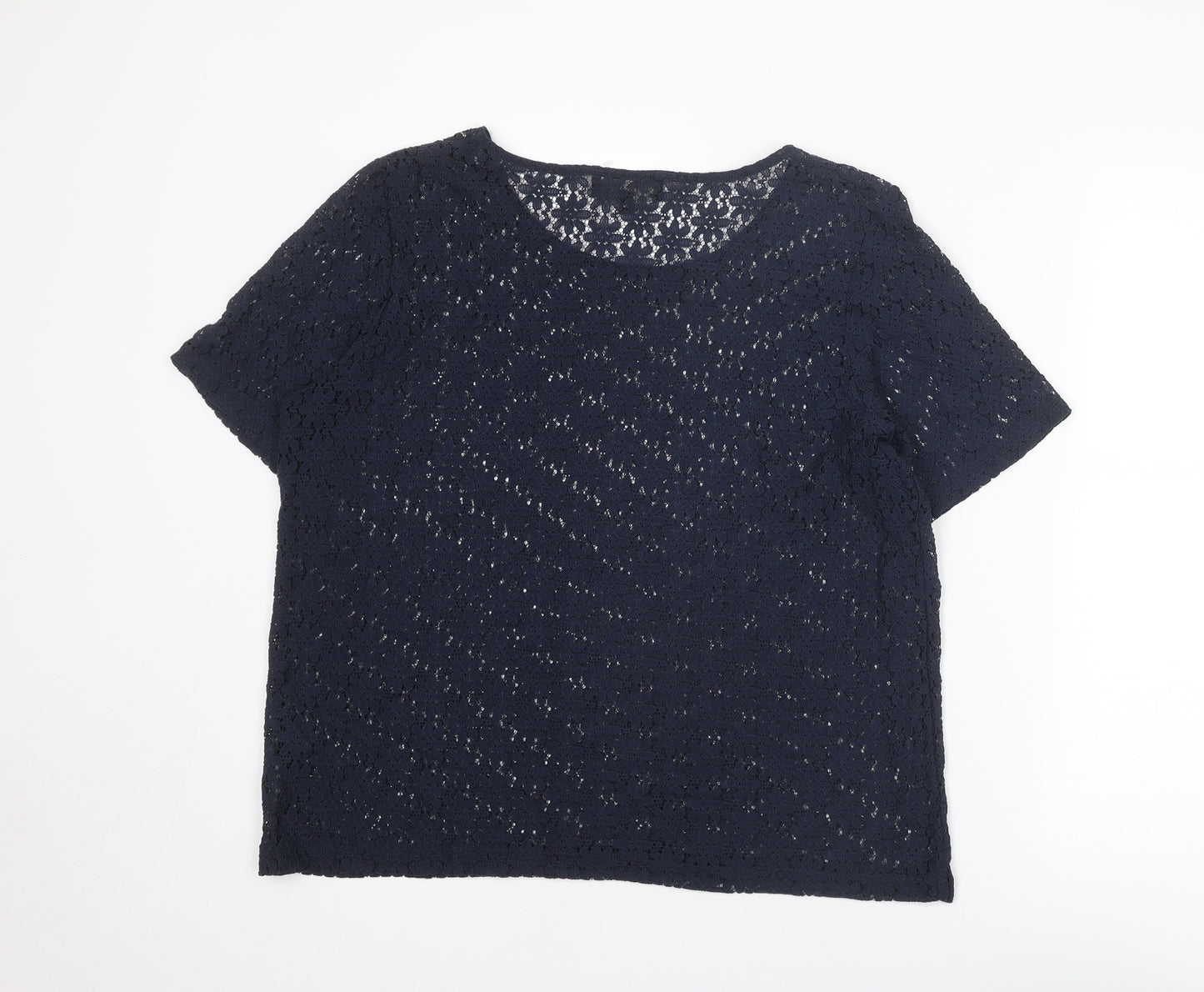 NEXT Womens Blue Floral Cotton Basic T-Shirt Size 18 Round Neck