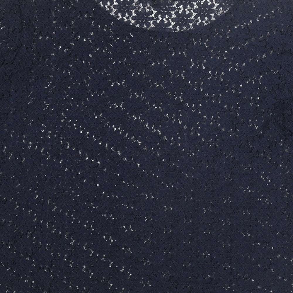 NEXT Womens Blue Floral Cotton Basic T-Shirt Size 18 Round Neck