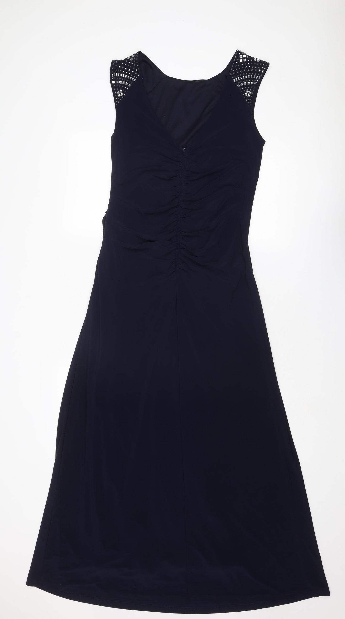 Klass Womens Blue Polyester Maxi Size 12 Round Neck Zip