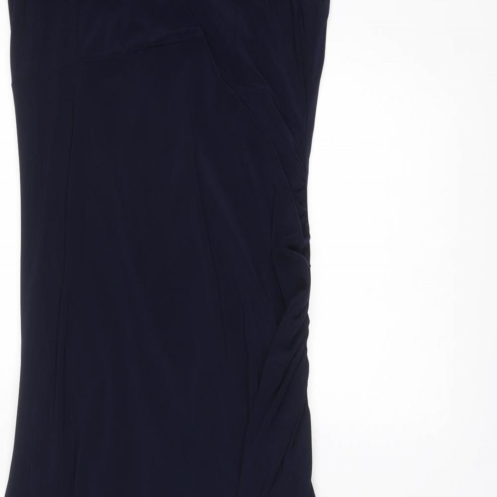 Klass Womens Blue Polyester Maxi Size 12 Round Neck Zip