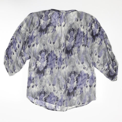 Mint Velvet Womens Grey Geometric Polyester Basic Blouse Size 12 V-Neck