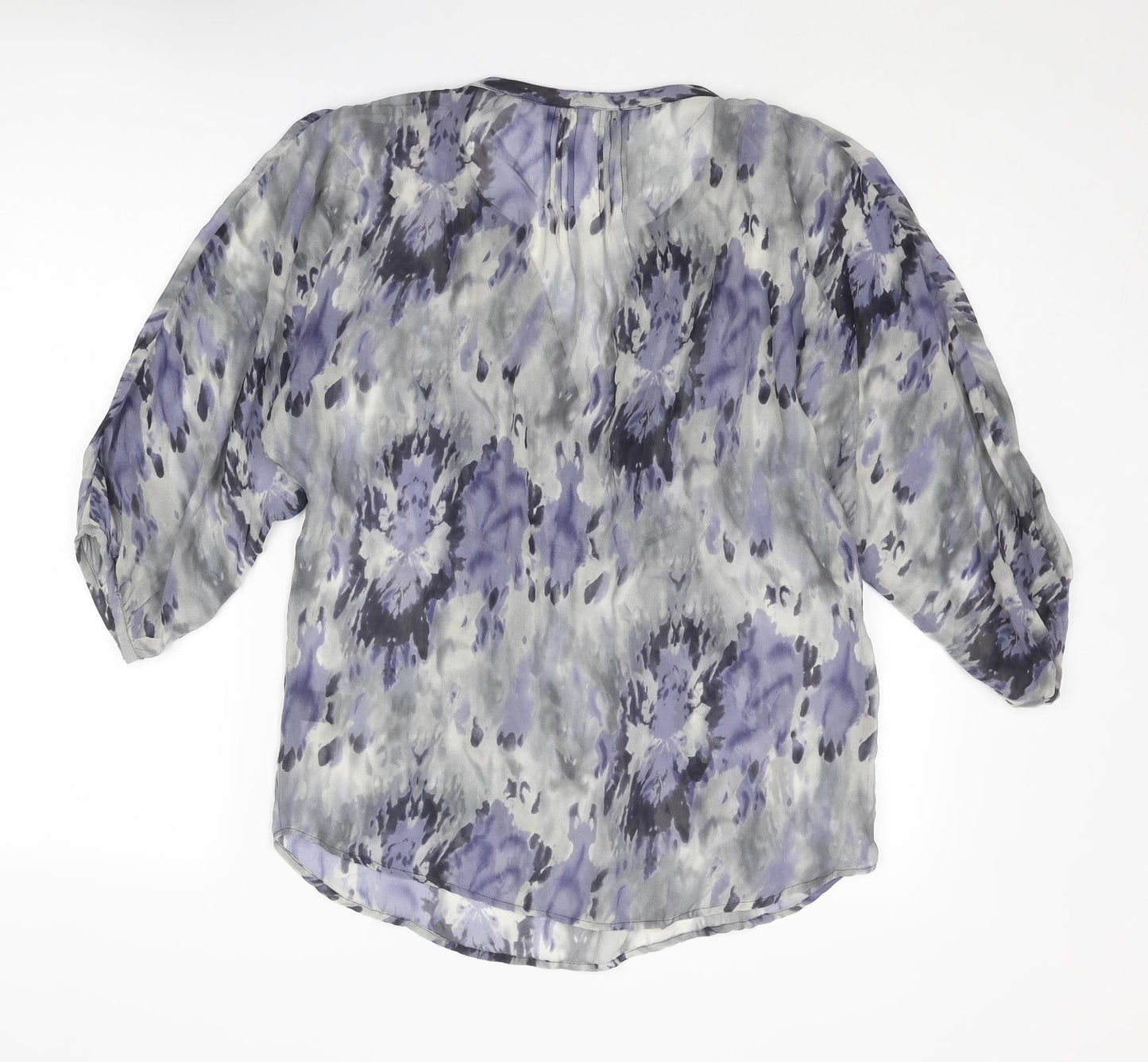 Mint Velvet Womens Grey Geometric Polyester Basic Blouse Size 12 V-Neck