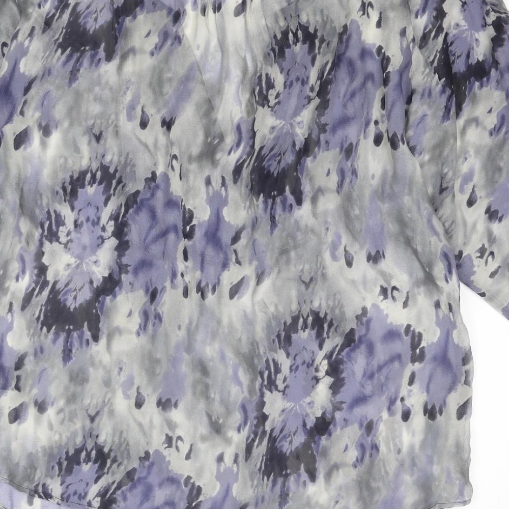 Mint Velvet Womens Grey Geometric Polyester Basic Blouse Size 12 V-Neck