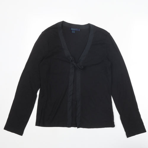 Boden Womens Black V-Neck Cotton Cardigan Jumper Size 14