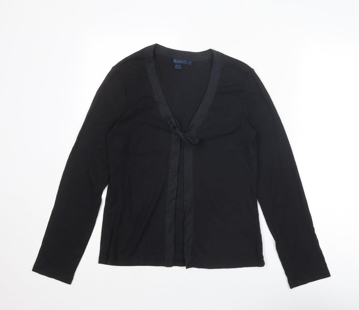 Boden Womens Black V-Neck Cotton Cardigan Jumper Size 14