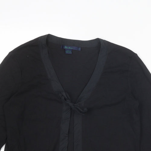 Boden Womens Black V-Neck Cotton Cardigan Jumper Size 14
