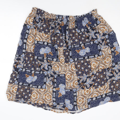 Damart Womens Multicoloured Geometric Viscose A-Line Skirt Size 20