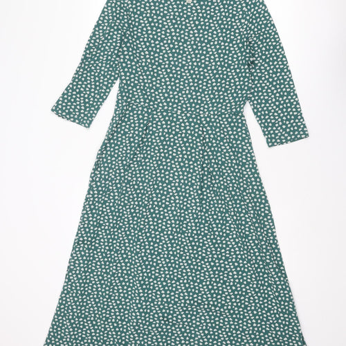 Seasalt Womens Green Geometric Cotton A-Line Size 10 Boat Neck Pullover