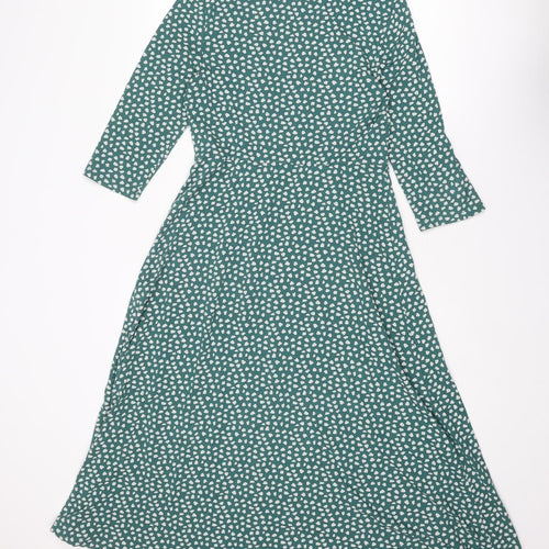 Seasalt Womens Green Geometric Cotton A-Line Size 10 Boat Neck Pullover
