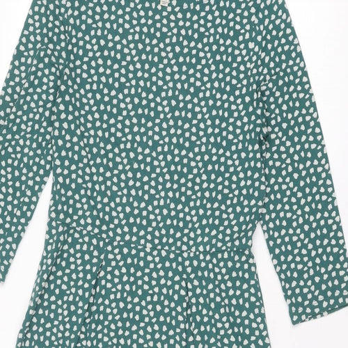 Seasalt Womens Green Geometric Cotton A-Line Size 10 Boat Neck Pullover