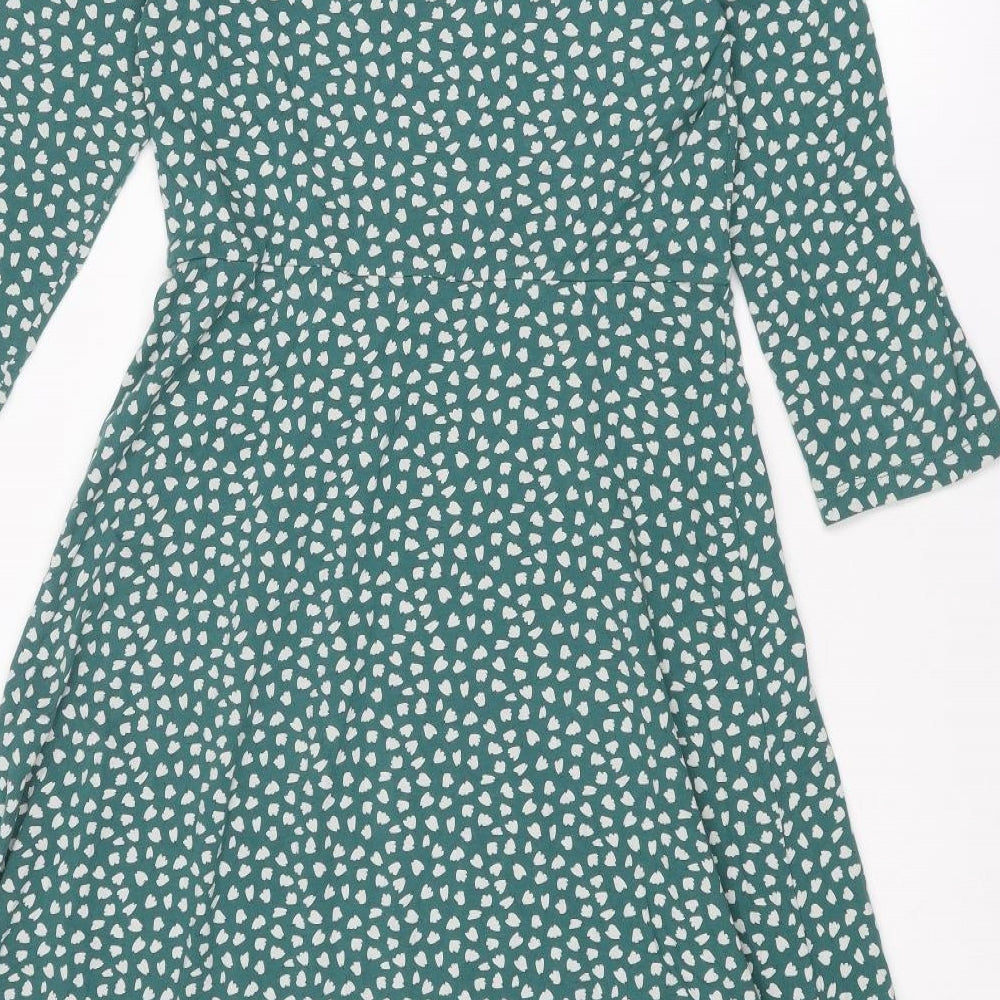 Seasalt Womens Green Geometric Cotton A-Line Size 10 Boat Neck Pullover