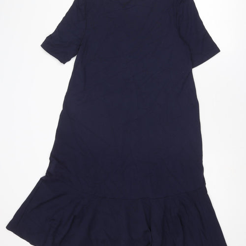 Warehouse Womens Blue Viscose Trapeze & Swing Size 10 Round Neck Zip
