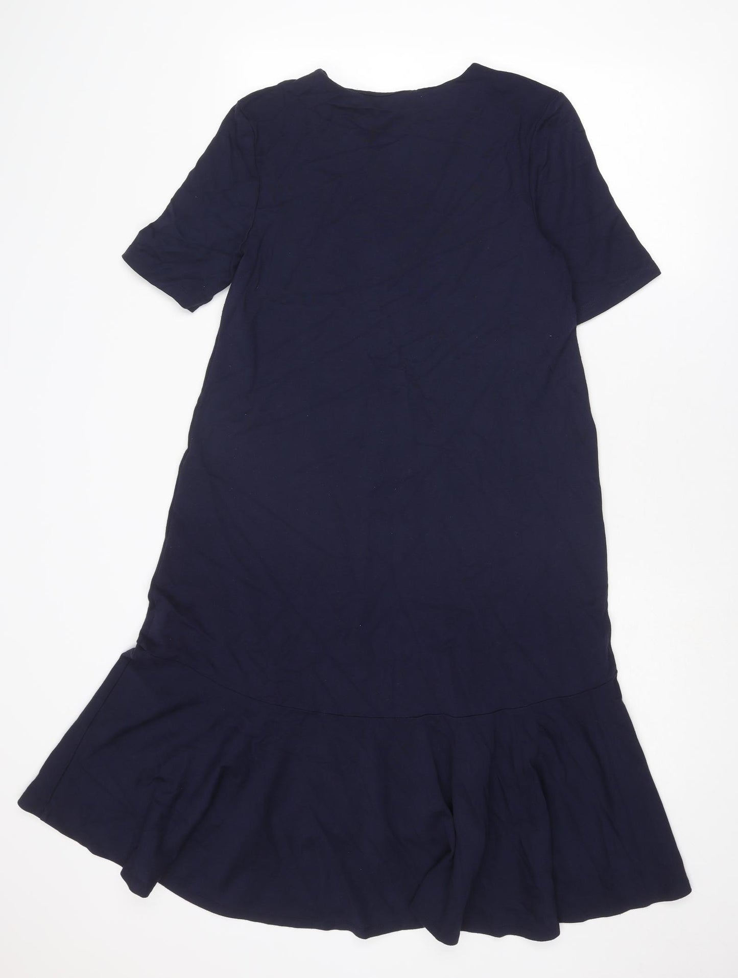 Warehouse Womens Blue Viscose Trapeze & Swing Size 10 Round Neck Zip