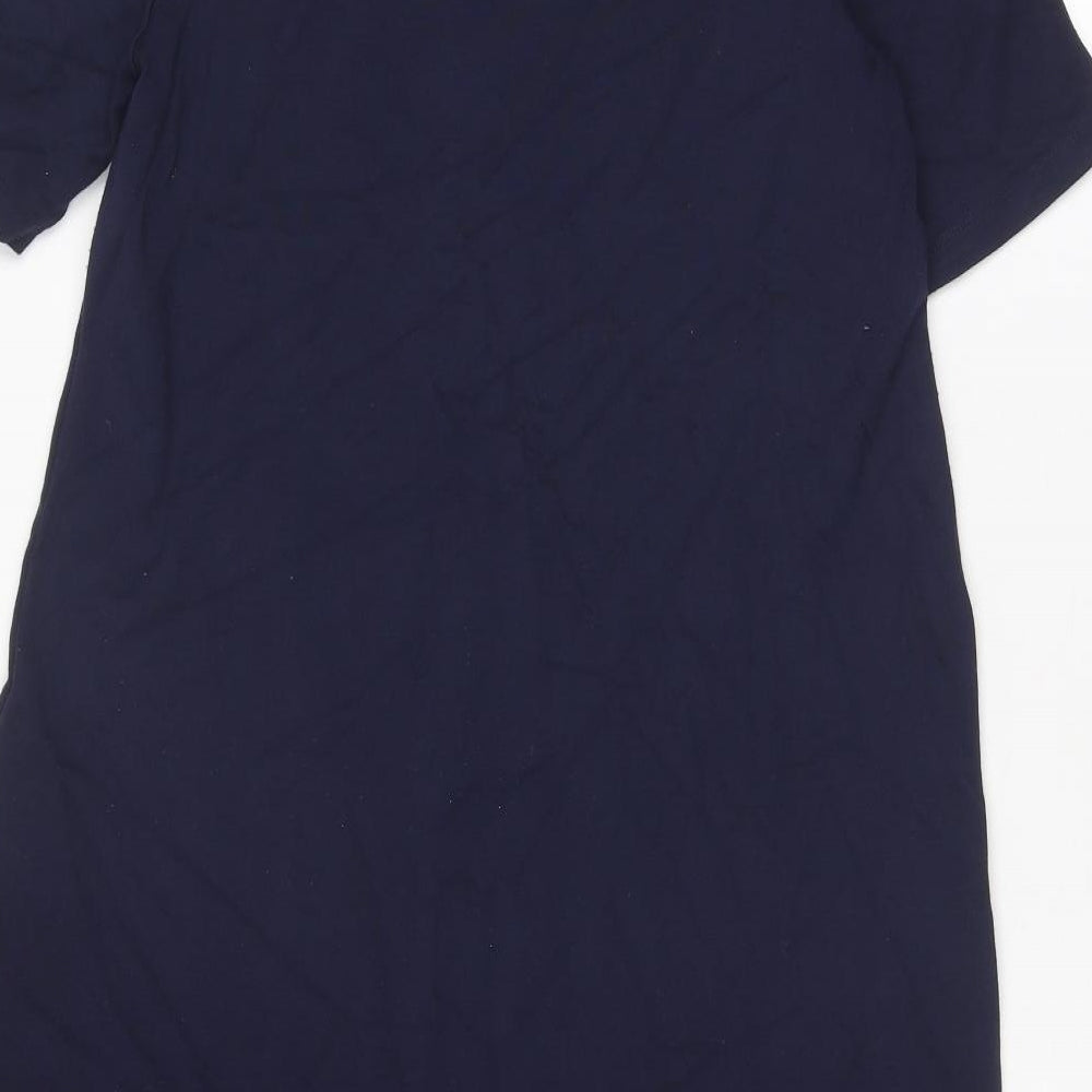 Warehouse Womens Blue Viscose Trapeze & Swing Size 10 Round Neck Zip