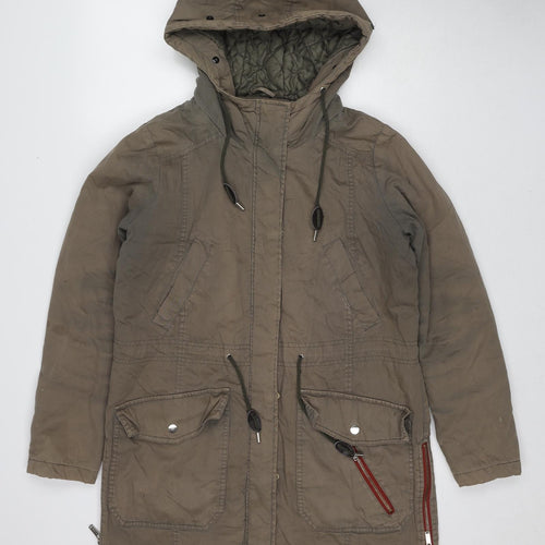 YFL Reserved Womens Brown Parka Coat Size 10 Zip
