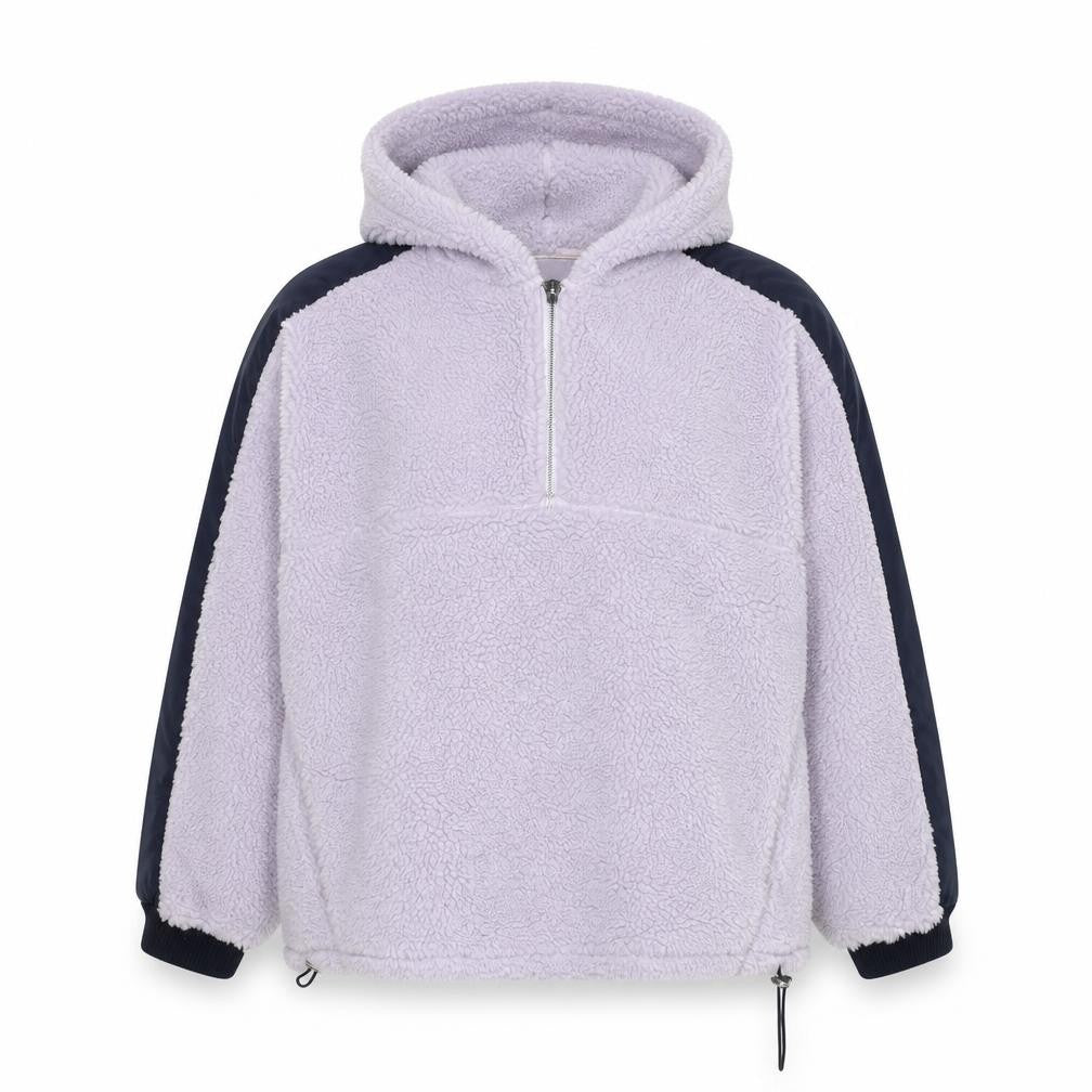 Front view of Bershka women’s purple polyester pullover hoodie, size M, pullover - teddy bear style