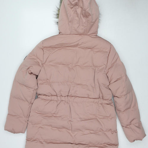 Boohoo Womens Pink Quilted Coat Size 10 Zip