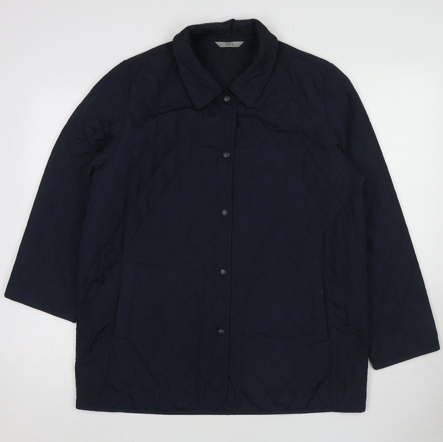 Marks and Spencer Womens Blue Quilted Jacket Size 14 Zip