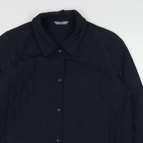 Marks and Spencer Womens Blue Quilted Jacket Size 14 Zip