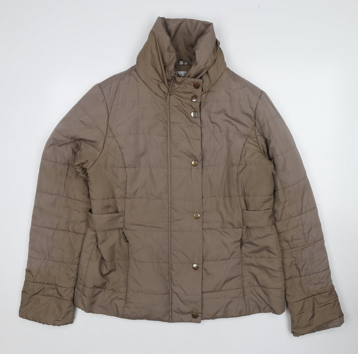 EWM Womens Brown Quilted Jacket Size 14 Zip