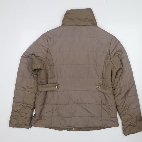 EWM Womens Brown Quilted Jacket Size 14 Zip