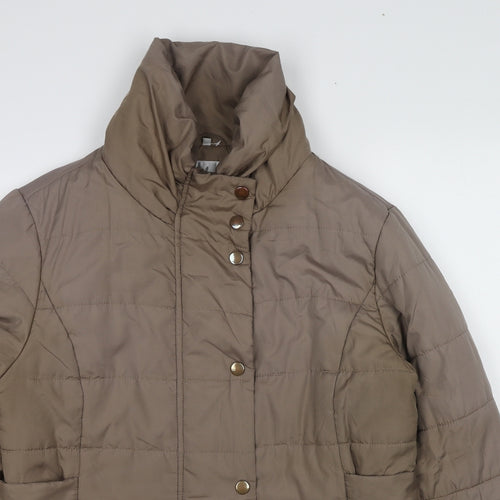 EWM Womens Brown Quilted Jacket Size 14 Zip