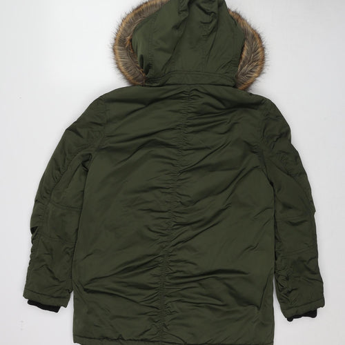 Topshop Womens Green Overcoat Coat Size 8 Zip