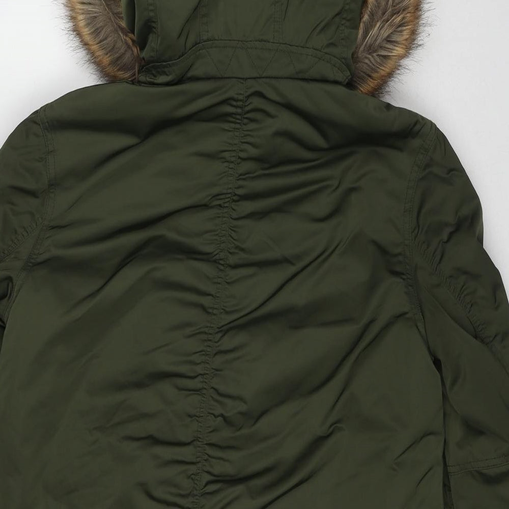 Topshop Womens Green Overcoat Coat Size 8 Zip