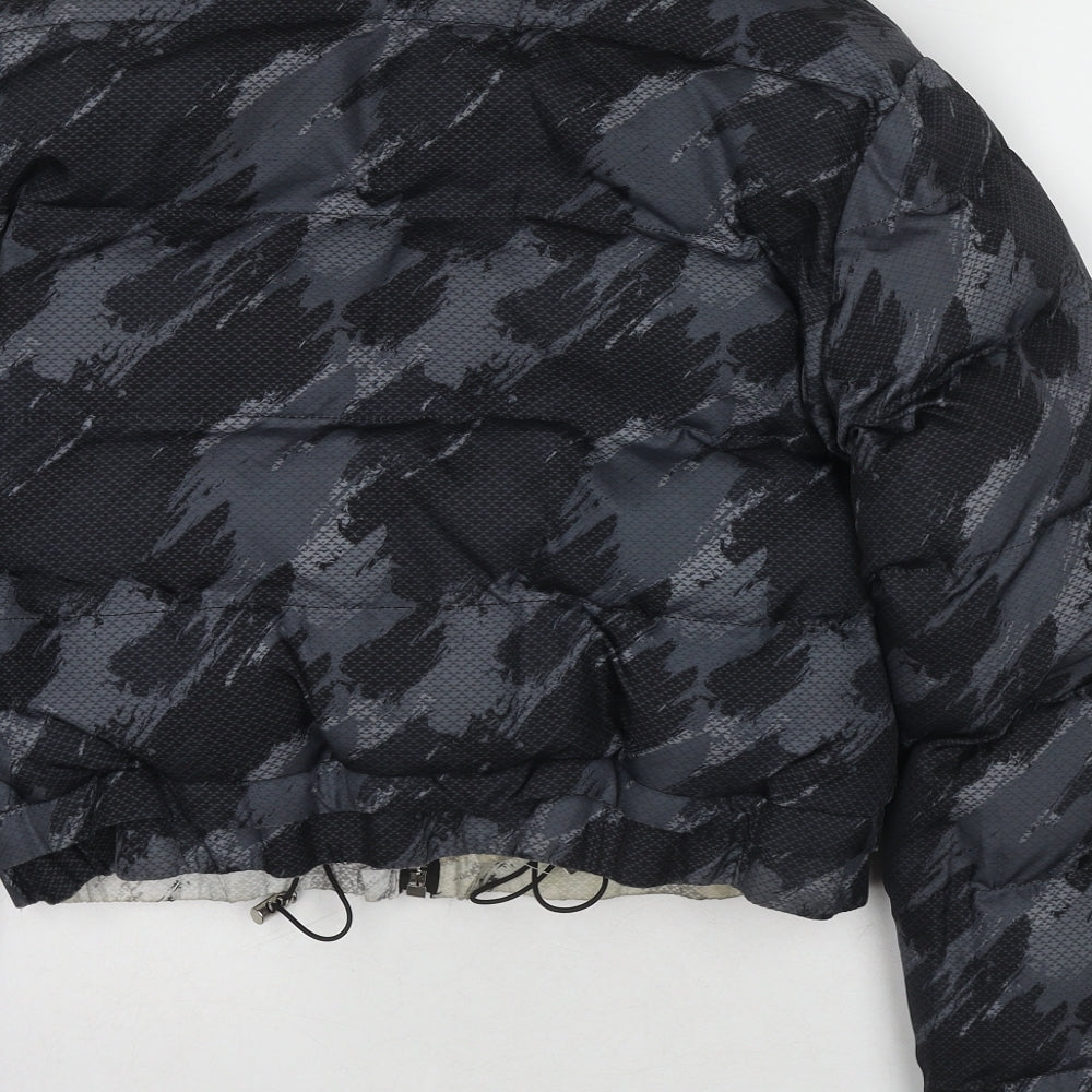 Manière De Voir Womens Grey Geometric Puffer Jacket Jacket Size 6 Zip
