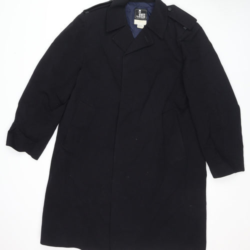JS Mens Black Overcoat Blazer Size XL Button