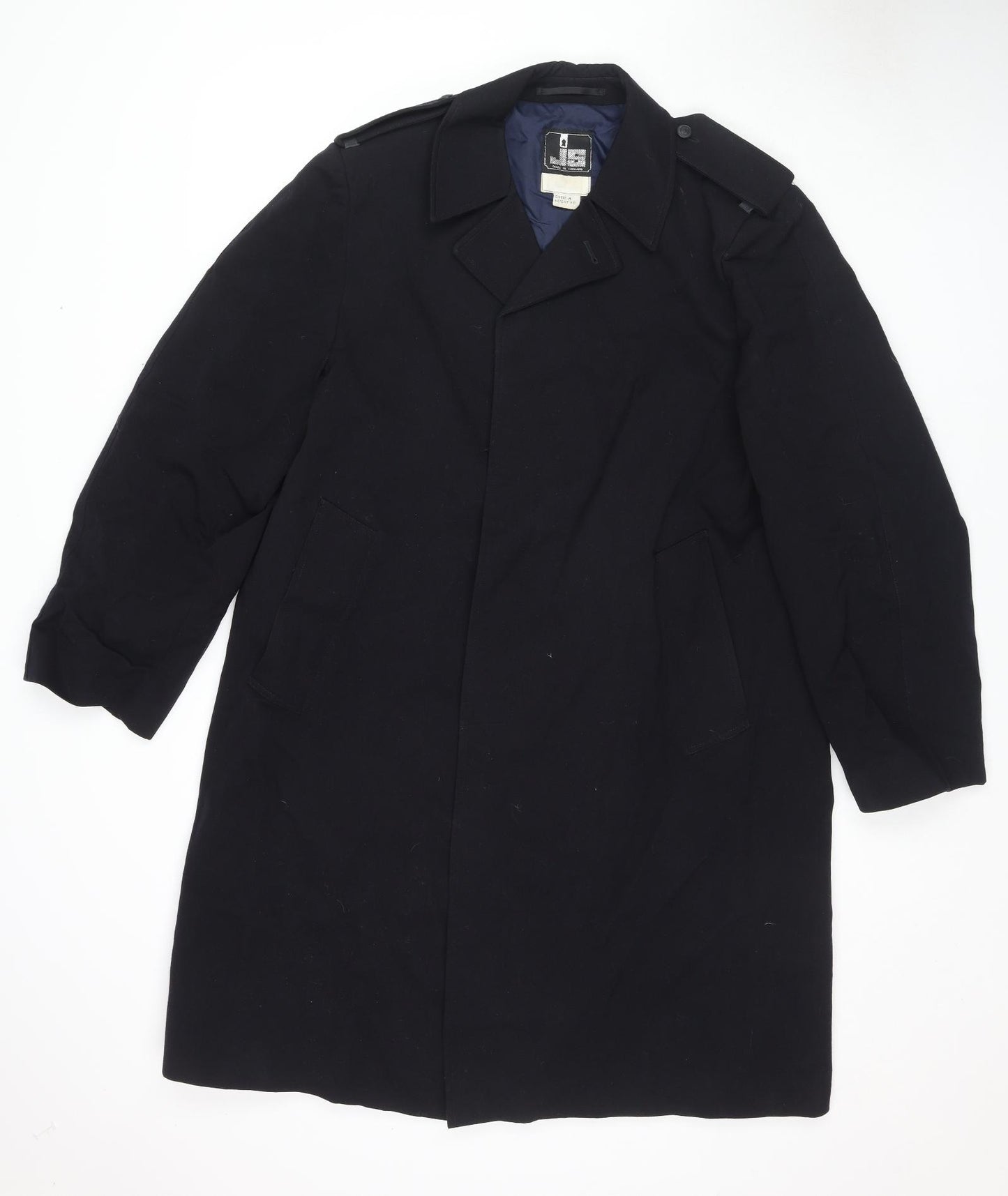JS Mens Black Overcoat Blazer Size XL Button