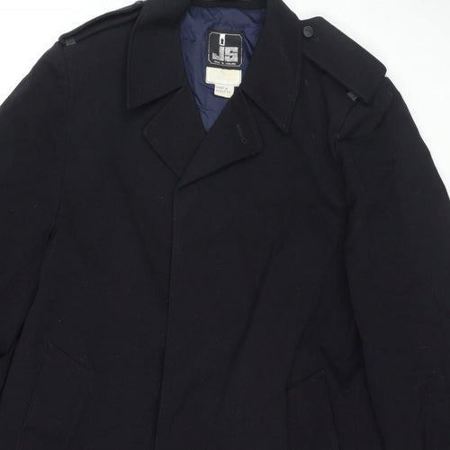 JS Mens Black Overcoat Blazer Size XL Button