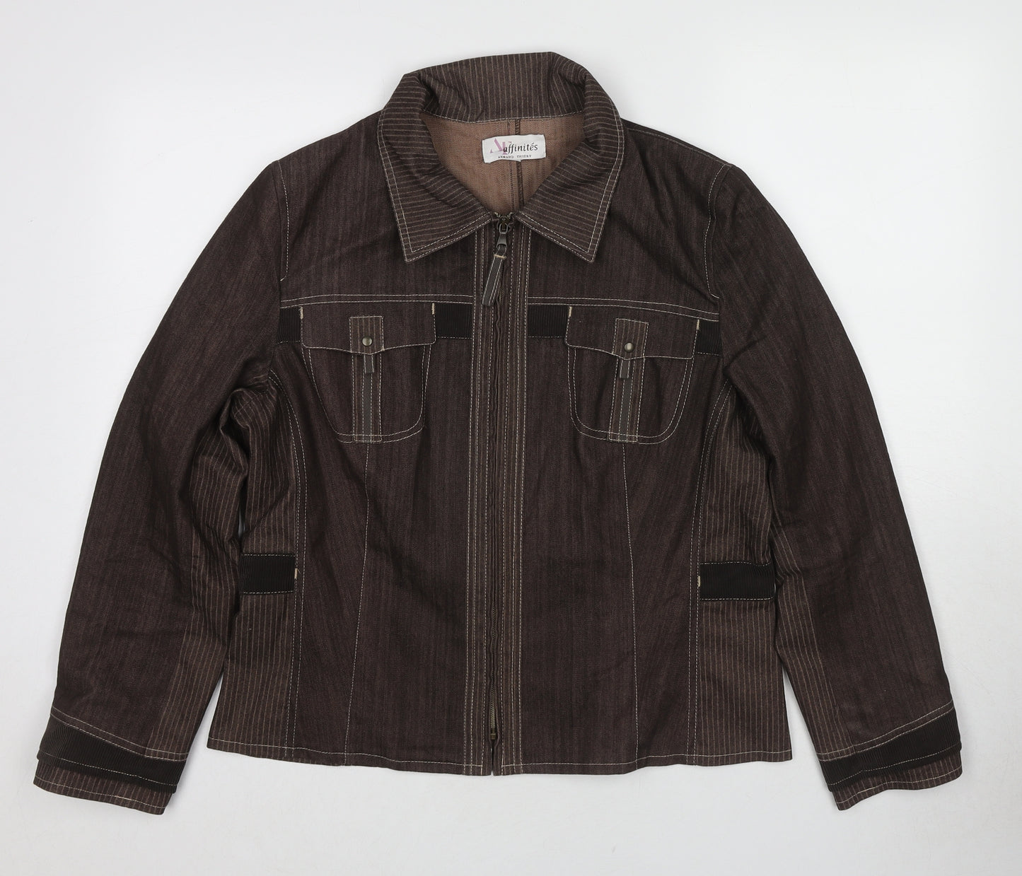 Affinites Womens Brown Jacket Size 16 Zip