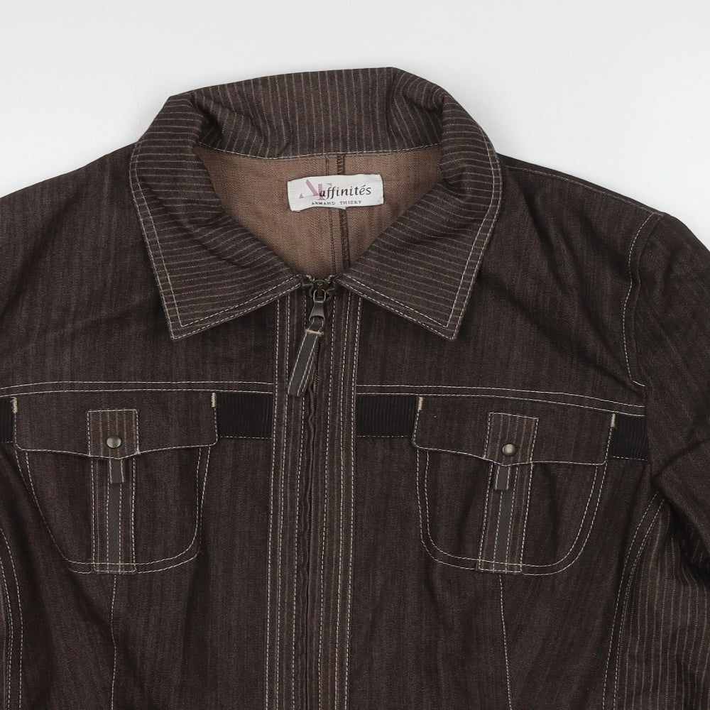Affinites Womens Brown Jacket Size 16 Zip