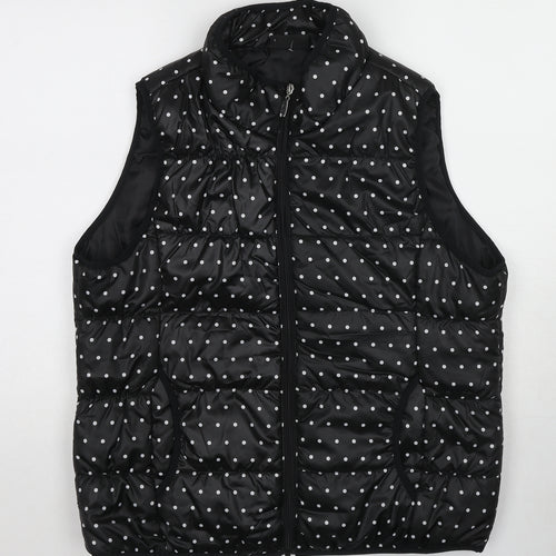 Janina Womens Black Polka Dot Gilet Jacket Size 18 Zip