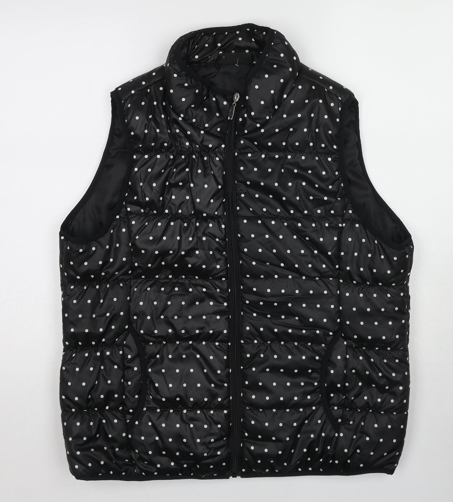 Janina Womens Black Polka Dot Gilet Jacket Size 18 Zip