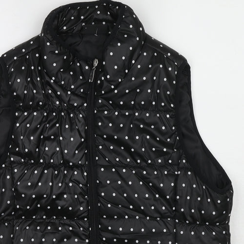 Janina Womens Black Polka Dot Gilet Jacket Size 18 Zip